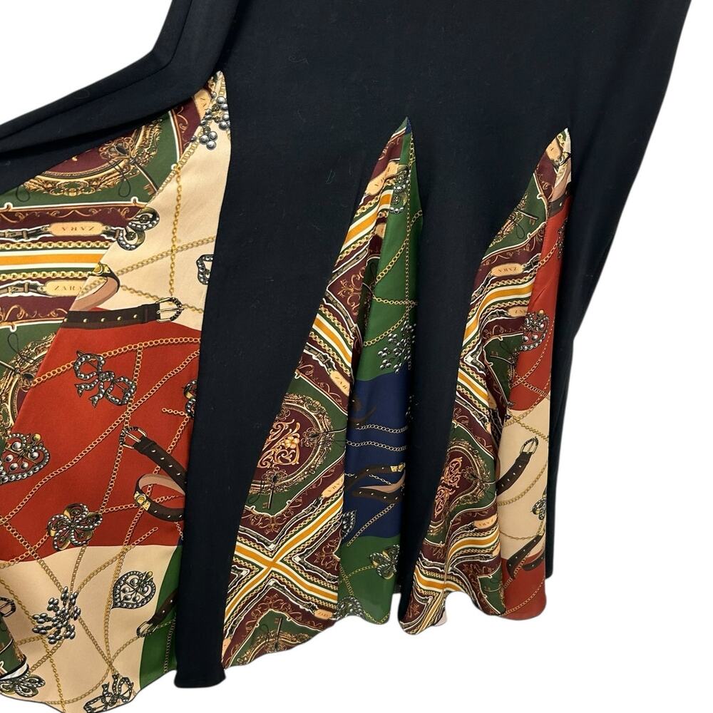 Zara Basic Black Multi Pleated Patchwork Scarf Ch… - image 4